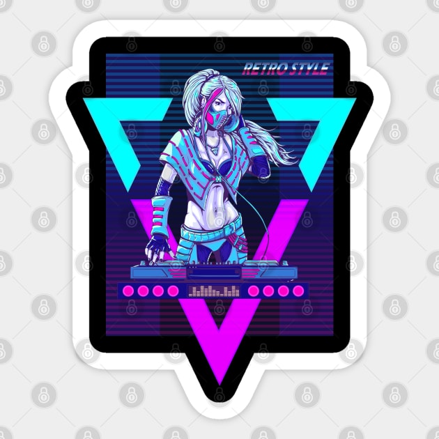 Retro futuristic style woman DJ Sticker by NickZen